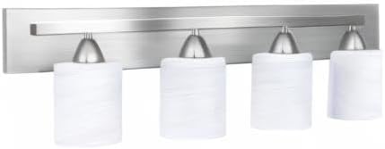 Bathroom Vanity Light Fixture, 4-Light Modern Bathroom Lights with Glass Shade, Brushed Nickel Bath Lighting Fixtures Over Mirror, Hollywood Style Interior Wall Sconce for Makeup Dressing Table