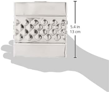Monarch Abode Tissue Box Cover Square – Handcrafted Geo Embossed Nickel Chrome Finish Metal Tissue Holder Box for Bathroom Accessory, Aesthetic Decorative Facial Napkin Cube for Modern Home Décor