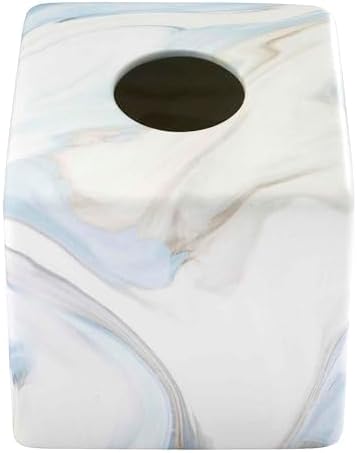 Avanti Linens - Tissue Box Cover, Resin Countertop Accessories, Guest Bathroom Essentials (Waves Collection, Blue)