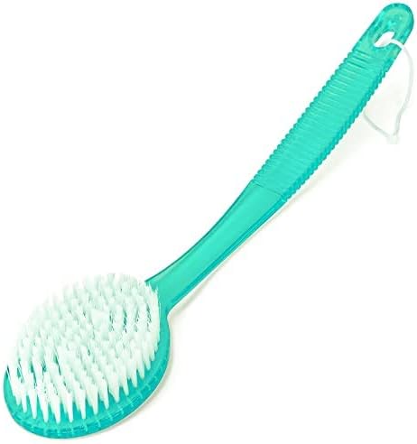 DecorRack Bath Brush with Bristles, Long Handle for Exfoliating Back, Body, and Feet, Bath and Shower Scrubber, Green (1 Pack)