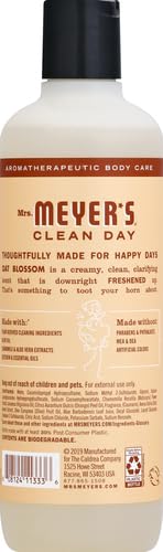 MRS. MEYER'S CLEAN DAY Moisturizing Body Wash for Women and Men, Shower Gel Formula Made with Essential Oils, Oat Blossom Scent, 16 oz