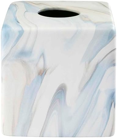 Avanti Linens - Tissue Box Cover, Resin Countertop Accessories, Guest Bathroom Essentials (Waves Collection, Blue)