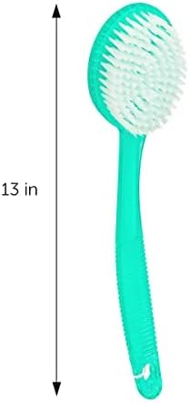 DecorRack Bath Brush with Bristles, Long Handle for Exfoliating Back, Body, and Feet, Bath and Shower Scrubber, Green (1 Pack)