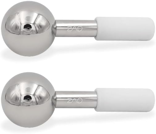 ZAQ Stainless Steel Ice Globes for Face and Eye (Silver), Durable Cryo Globes Use to Reduce Puffiness, Tighten Pores and Sinus Relief, Face Globes for Facial Massages and Daily Beauty Routines