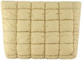 Puffy Quilted Makeup Bag for Women, Cosmetic Bag, Travel Toiletry Organizer Pouch Clutch (khaki)