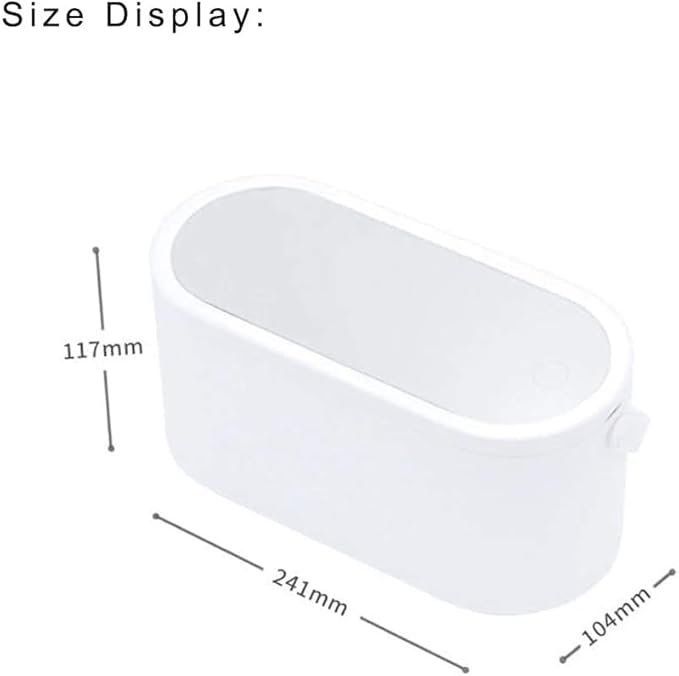 Portable LED Makeup Mirror with Storage Box, Touch Control Dimmable Light, Rotatable Stand & Rechargeable Cosmetic Organizer for Travel