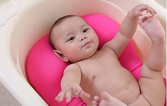 Baby Bath Mat, KAKIBLIN Baby Bathtub Cushion Soft Anti-Slip Bath Pad 0-6 Month Infant Bath Pillow, Pink