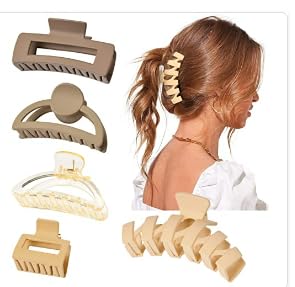 5 PCS Hair Claw Clips Big Hair Clips for Women Thick Hair Large Claw Clip Cute Jaw Clips Neutral Hair Claws Barrettes Ponytail Holder Accessories for Thin Hair