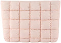 Puffy Quilted Makeup Bag for Women, Cosmetic Bag, Travel Toiletry Organizer Pouch Clutch (pink)
