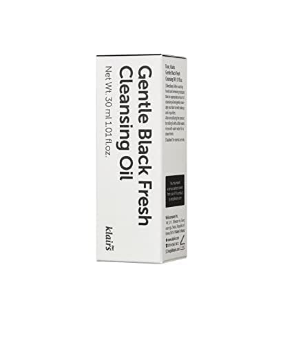 DearKlairs Gentle Black Fresh Cleansing Oil – Only 6 Ingredients, Korean Oil Cleanser for Oily & Sensitive Skin, Vegan Makeup Remover, Pore Cleansing, Double Cleansing Step 1, 5.07 Fl Oz