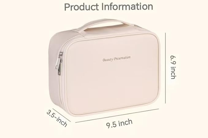 Waterproof portable makeup bag, large capacity travel makeup box storage bag, women's grooming bag with handle and partition