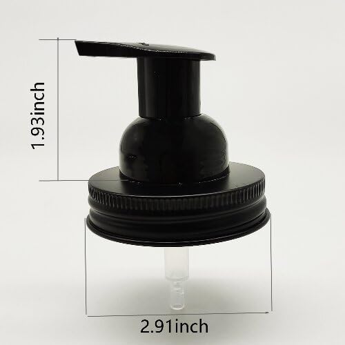 Mason Jar Foaming Soap Dispenser Pump fit 2.75Inch Regular Mouth,Rust Proof Stainless Steel Lid and BPA Free Plastic Foam Soap Pump-Hotel Bathroom Accessories（Black）