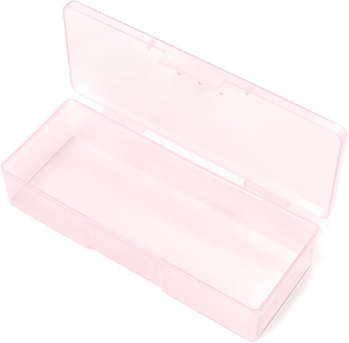 2 Pcs Transparent Nail Art Tool Organizer Empty Plastic Storage Box for Manicure & Pedicure Kits Multifunctional Rectangular Nail Supply Case (2 Pink)