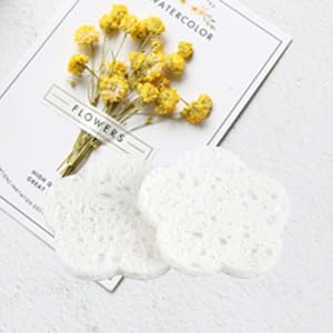50-Count Facial Sponges Compressed Facial Sponges Natural Facial Cleansing Sponges Pads Cute Flower Shape Exfoliating Sponges for Cleansing Reusable,Best Makeup Gift, White