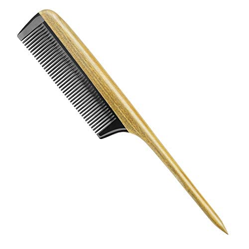 Onedor Hair Comb, 100% Natural Green Sandalwood Handmade Buffalo Horn Tail Comb - Anti-Static Sandalwood Scent Natural Hair Detangler Wooden Combs