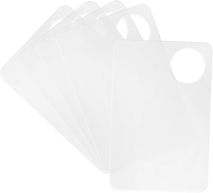 5 Pcs Acrylic Makeup Mixing Trays Clear Cosmetic Makeup Palettes Transparent Make Up Palettes Art Painting Palettes Pigment Mixing Palettes with Thumb Hole for DIY Craft
