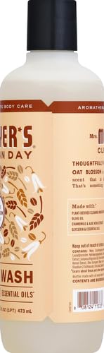 MRS. MEYER'S CLEAN DAY Moisturizing Body Wash for Women and Men, Shower Gel Formula Made with Essential Oils, Oat Blossom Scent, 16 oz