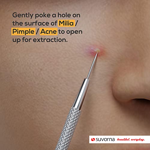 Suvorna Skinpal milia Remover Tool, Pimple Popper, Extractor for Pimple, Blackhead, Whitehead, Comedone, Acne, Zit, Blemish, Cyst, Spot, Lancet Needle for face Popping, Lancet for Facial Extraction.