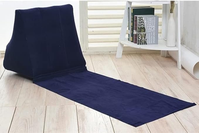 2X Inflatable Outdoor Sun Bath Beach Mat Pillows Flocking Beach Chairs with Backrest Inflatable Lounger for Portable Travel Camping