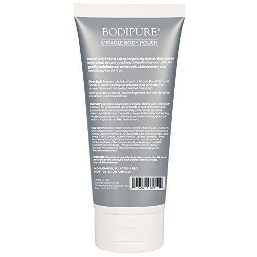 BodiPure Miracle Body Polish for Multipurpose - Body Scrub, Exfoliating Body Scrub, Body Wash for Women, Men, Girls, and Boys for all skin type - Natural - Smooth Skin, Balance pH, Clear Pores, 6.5oz