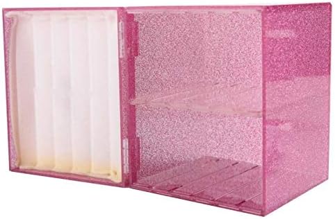 10 Layers Acrylic Eyelash Storage Box,Eyelash Holder Extension Tool,Makeup Organizer False Eyelashes Glue Pallet Holder, Grafting Eye lashes Close-Packed Display with 10 Pallets (pink)