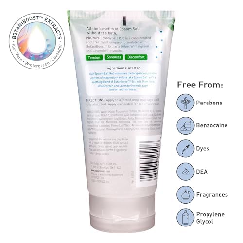 PROcure Epsom Salt Rub Gel – Concentrated Muscle Relief with Organic Aloe Vera & Essential Oils for Aches, Soreness & Tension – 3 Pack