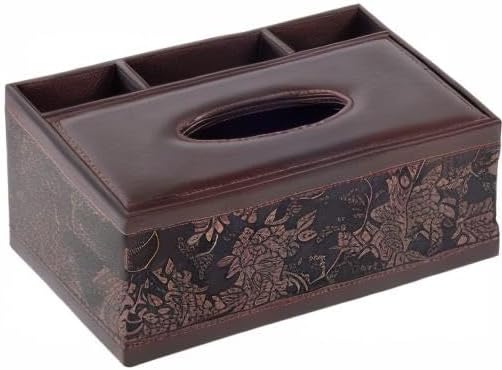 Multifunction PU Leather Tissue Box Holder/Cover Rectangular Upgrade Large Size Stationery Napkin Remote Control Storage Box,Facial Tissue Dispenser Organizer Caddy Home Office Supplies (Retro)