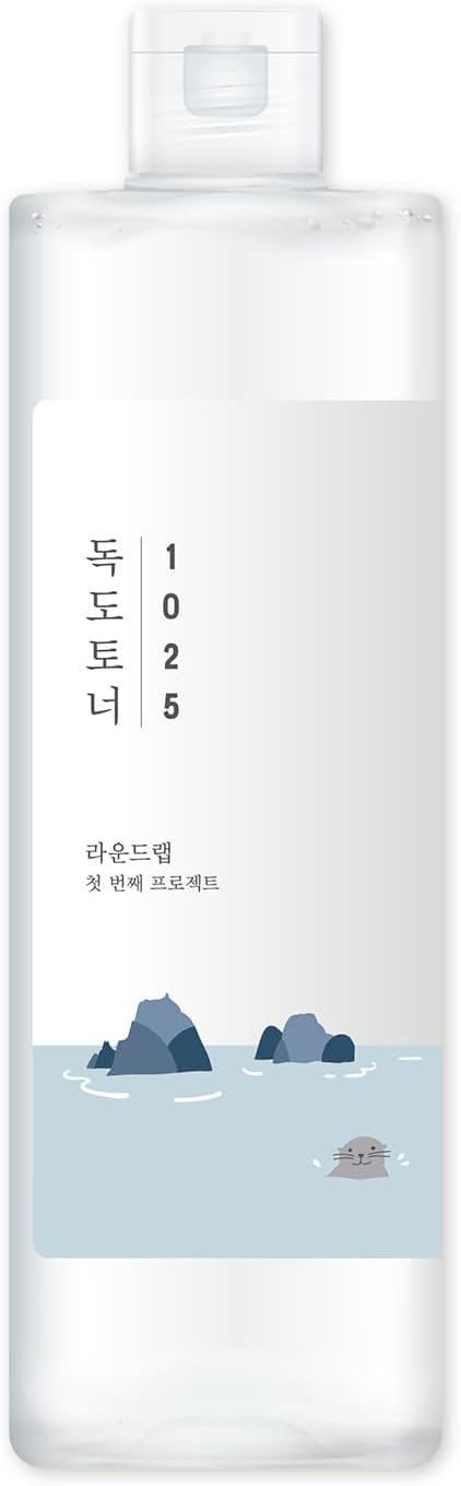 ROUND LAB 1025 Dokdo Toner 16.91 Fl Oz, Oil Control and Reduces Excess Sebum, Gentle Exfoliating Facial Toner, Deep Sea Water for Moisturization, Soft Finish Without Stickiness, Korean Skin Care