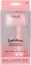 CALA Dual-Action Facial Cleansing Brush, Iridescent Pink, Soft Silicone and Microfine Bristles