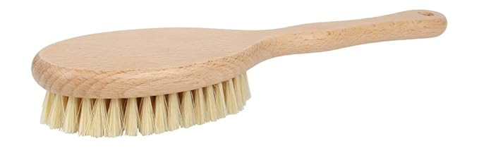 REDECKER Short Bath Brush with Natural Pig Bristles, 11-3/4 Inches Long - Short Wooden Bath Brush - Body Scrubber Brush Wood - Short Handle Shower Brush, Made in Germany - Short Handle Brush