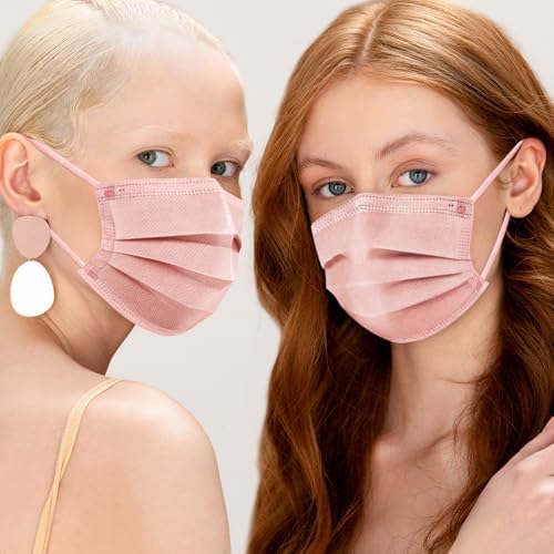 ZIYE 100/500 Pcs Disposable Face Masks, Breathable Mask 3 Layer with Nose Clip Elastic Earloop（Multicolor/Black）
