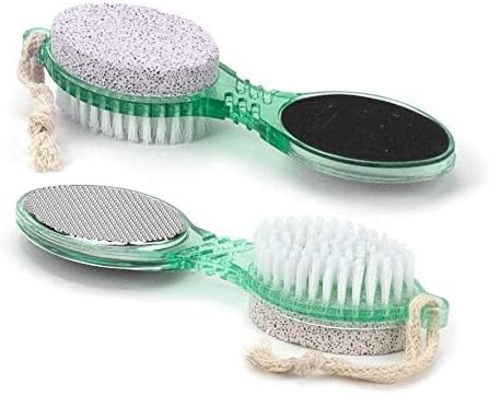 DecorRack (4 in 1) Pedicure Paddle Kit Tool with Pumice Stone for Feet, Foot Hand Toe Nail Cleaning Brush, Metal File and Emery Board, Manicure Foot Rasp Callus Remover Pedi Set (Green, 1 Pack)
