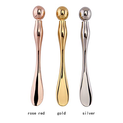 2Pcs Alloy Metal Eye Cream Applicator Wand Stick Mask Spatula Face Mask Eye Cream Massager Tool for Facial Massage, Reduce Puffiness, Cosmetic Beauty Tools (2 Styles), Rose Gold