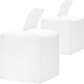 HOMOTEK 2 Pack Tissue Box Cover, Square PU Leather Tissue Holder, Decorative Facial Tissue Cube Paper Organizer Dispenser for Bathroom, Night Stands, Desk, Car 5X5X5'' - White, Pebble Grain