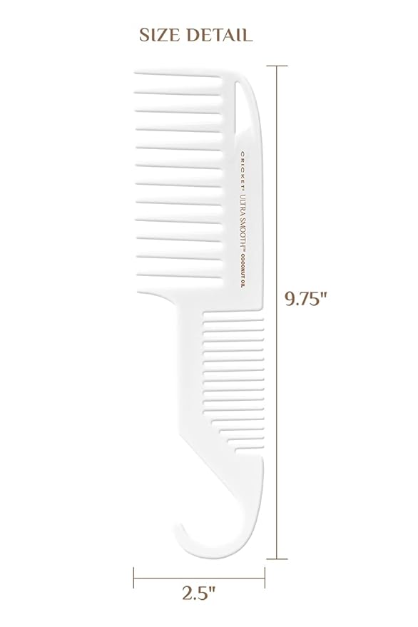 Cricket Ultra Smooth Conditioning Coconut Shower Comb for Wet, Dry Hair Anti-Frizz Detangler with Keratin Protein Infused Plastic