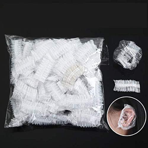 100PCS Ear Protector Caps Disposable Elastic Clear Shower Water Ear Covers Large For Hair Dye, Shower, Bathing, Spa Home Use Hotel and Hair Salon