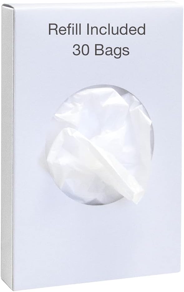 Feminine Hygiene Disposal Bag Dispenser with Refill Bags – Sanitary Napkin & Tampon Disposal System for Restrooms, Midnight Black