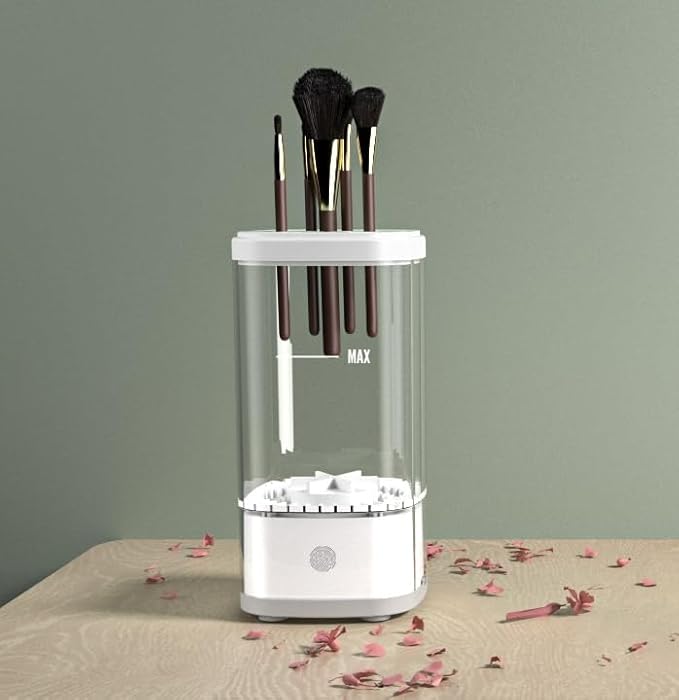 Makeup Brush Cleaner, LIFEES Premium Electric Makeup Brush and Sponge Cleaner Machine Super-Fast Dry and Deep clean, Automatic Makeup Brush Cleaner Solution for Makeup brushes & tools (WHITE)
