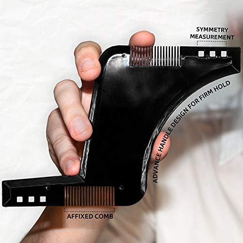 WOIWO 2 PCS Men's Beard Comb Sideburns Styling Comb With Brush Beard Trimming Template Comb Beard Styling Comb Makeup Comb