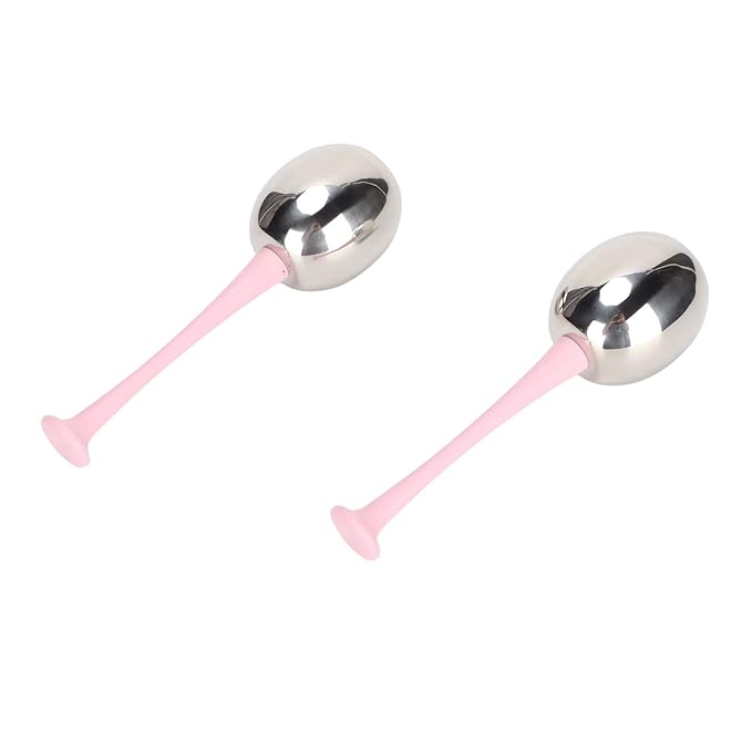 Facial Ice Globes for Face and Eyes, Stainless Steel Ice Roller Facial Massage Tool for Puffiness Dark Circles, Cooling Face Roller Skin Care Beauty Tools (Pink Handle)