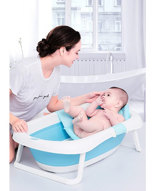 Breathable Mesh Newborn Baby Bath Mat Baby Tub Pillow Adjustable Non-Slip Bath Seat Pad Bath Cushion for Bathtub for 0-18 Months ((NO TUB)