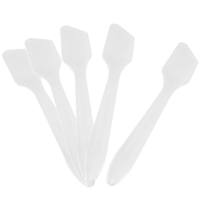 G2PLUS 100pcs Disposable Makeup Spatula – 3.2 Inch Plastic Cosmetic Spatula, Clear Cream Mixing Tools for DIY Skincare, Wedding Favor, Salon Use