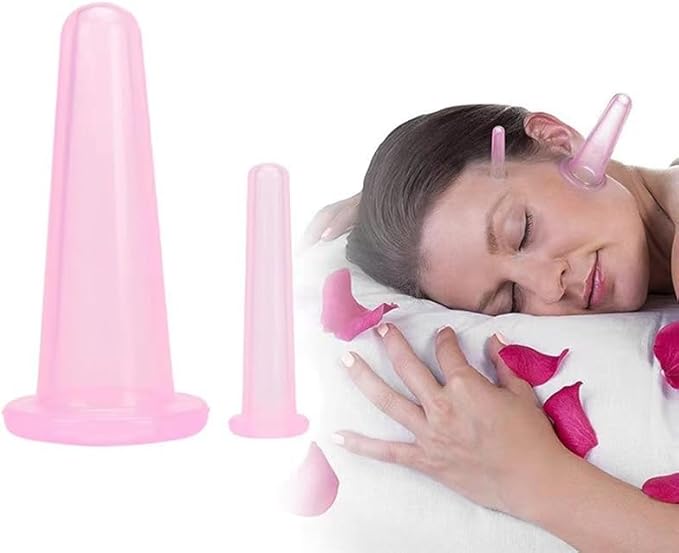 BWESOO 4Pcs Massage Cupping Set Silicone Mini Facial Cups Face Massager Helper Skin Care Neck Back Eyes Massaging Cup Safe to Use, Don't Worry About Burns Health Care Products (Blue)