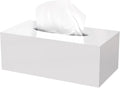 Acrylic Tissue Box Cover Rectangle, PITBVO White Tissue Box Holder, Facial Napkin Dispenser for Bathroom Kitchen Bedroom Office Hotel Use Shiny White