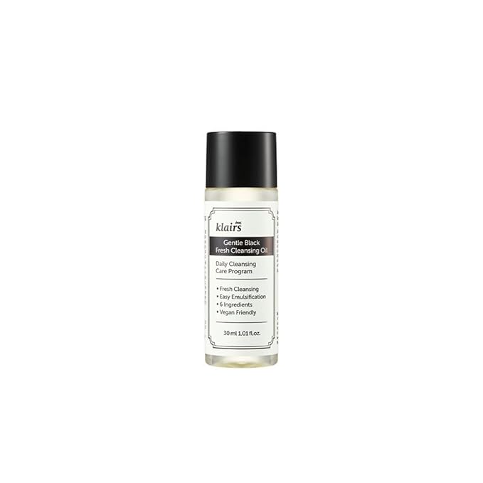 DearKlairs Gentle Black Fresh Cleansing Oil – Only 6 Ingredients, Korean Oil Cleanser for Oily & Sensitive Skin, Vegan Makeup Remover, Pore Cleansing, Double Cleansing Step 1, 5.07 Fl Oz