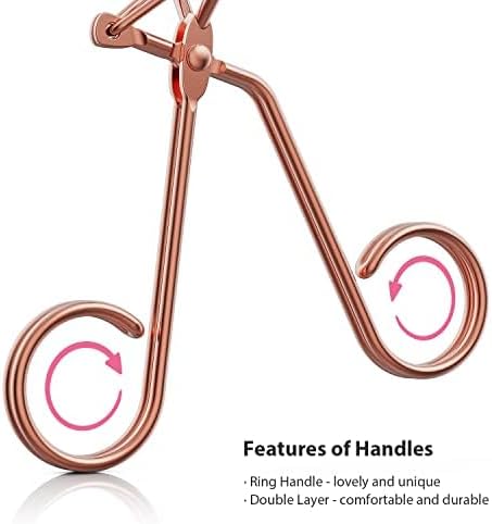 Eyelash Curler for Women, Golden Professional Lash Curler with Refill Silicone Pads; Easy to Curl Open-Eye Eyelashes Naturally in Seconds with No Pinching, No Pulling and Last Long