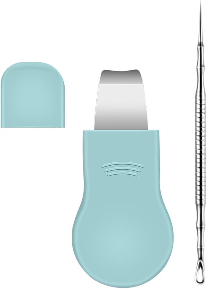Blackhead Remover & Pimple Extractor Kit Dual-Ended Skin-Friendly Design for Sensitive Skin Professional Pore Cleanse & Acne Home Facial Care Tools with Stainless Steel Scraper (Blue-with Needle)