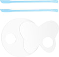 Makeup Mixing Palette Spatula Set, 2PCS Mini Acrylic Makeup Palette & 2PCS Silicone Skincare Spatula, Cream Foundation Palette for Mixing & Save Cosmetics (Blue,Circle+Butterfly)
