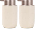 BosilunLife Foaming Soap Dispenser Set - Apricot Ceramic Foam Hand Soap Dispenser 12oz with Rust Proof Pump, Easy Pressing & Refillable,4Pcs Clear Stickers for Kitchen, Bathroom - 2 Pack
