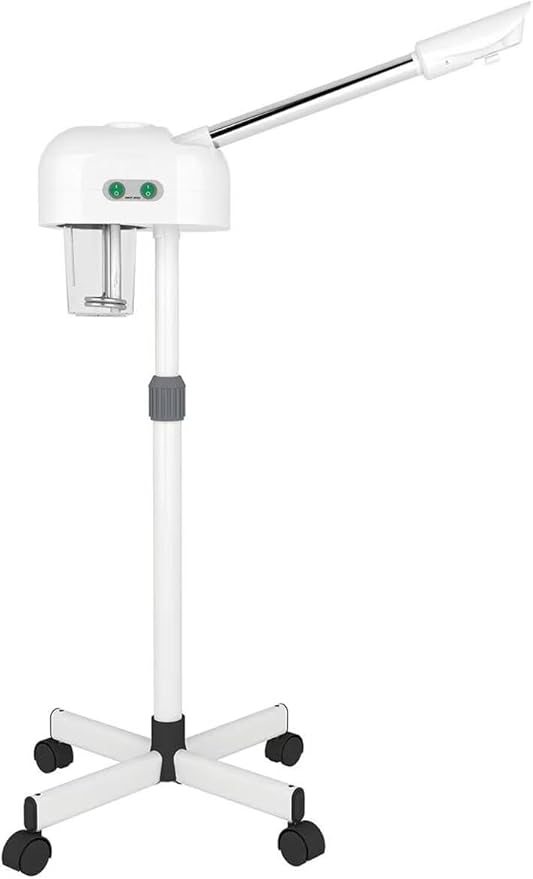 Professional Facial Steamer, Hot Mist, Ozone Humidifier, Can Use at Home and Beauty Salon, Extract Blackheads, Rejuvenate and Hydrate Your Face Skin for Youthful Complexion, White